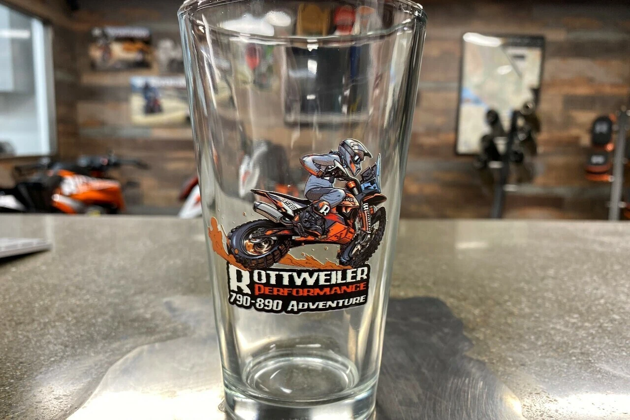 ROTTWEILER PERFORMANCE 'KTM 790R 890R' COLLECTOR'S PINT GLASS 3 ROTTWEILER PERFORMANCE 'KTM 790R 890R' COLLECTOR'S PINT GLASS