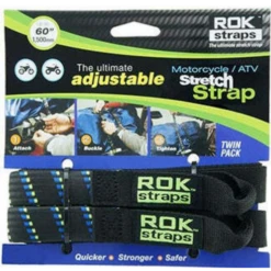 Motorcycle Adjustable Rok Strap - Black/Blue/Green (Pair)