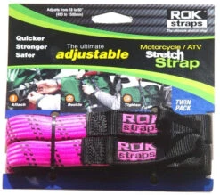 Motorcycle Adjustable Rok Strap Pink/ Black (Pair)