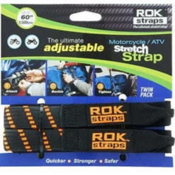 Motorcycle Adjustable Rok Strap Black/ Orange (Pair)