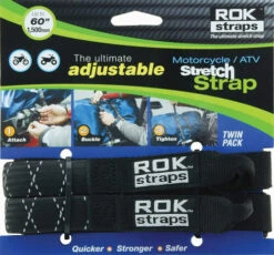 Motorcycle Adjustable Rok Strap Black With Reflective Strip (Pair)