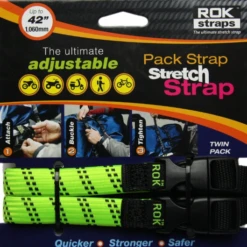 Pack Adjustable Stretch Rok Strap- HiVis Green With Black Twist (Pair)