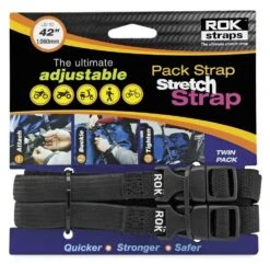 Pack Adjustable Stretch Rok Strap - Black With A Silver Logo (Pair)