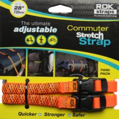Commuter Adjustable Stretch Rok Strap-HiVis Orange With A Black Twist (Pair)